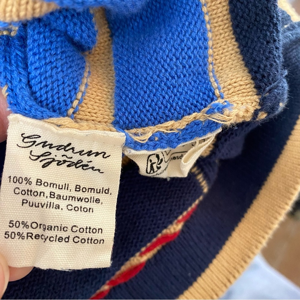 Gundrun Sjoden Striped Knit Sweater Small Organic Cotton Colorful Holiday - Picture 6 of 7